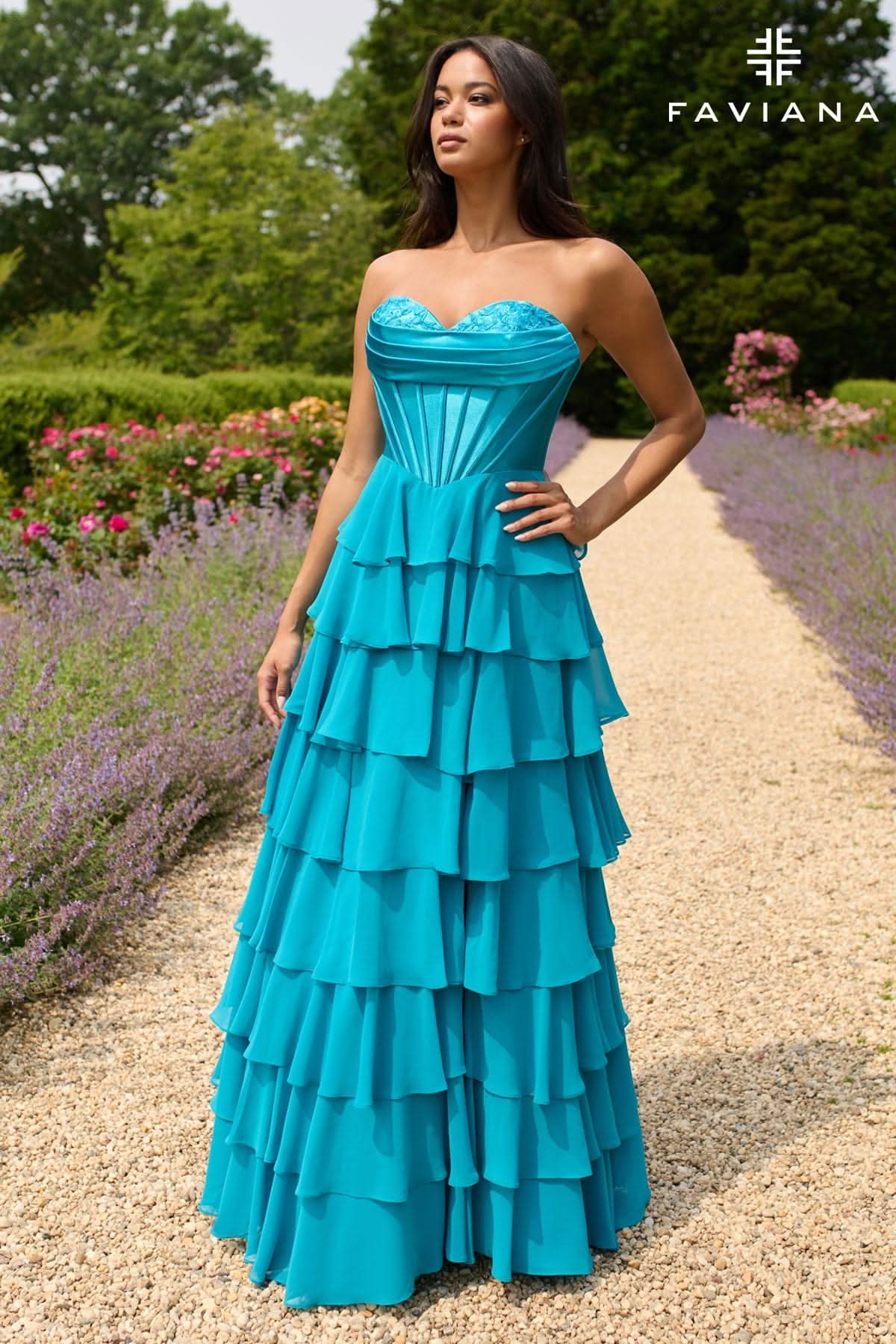 Formal Dresses Long Prom Corset Ruffle Formal Dress Aqua