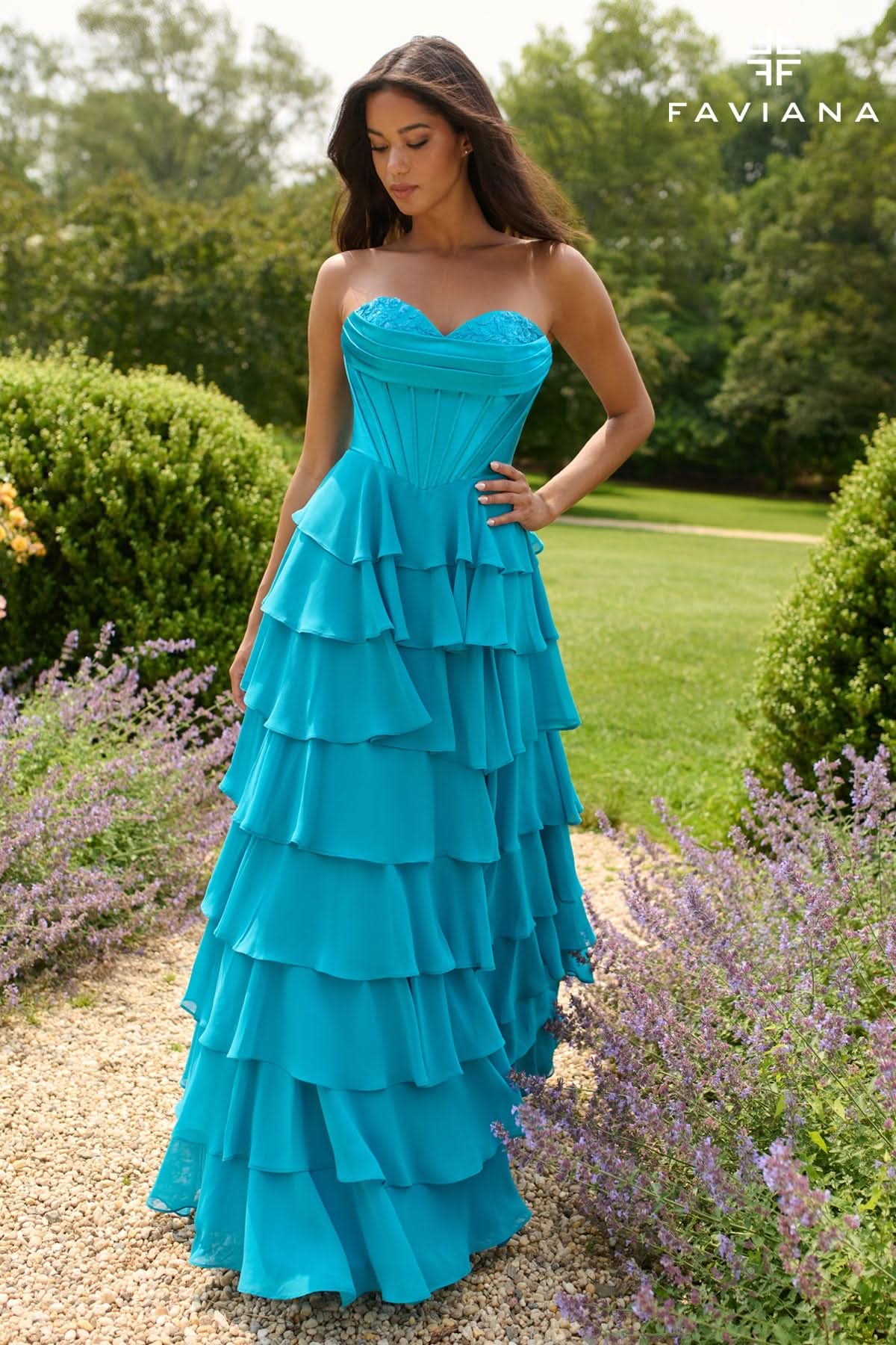 Formal Dresses Long Prom Corset Ruffle Formal Dress Aqua