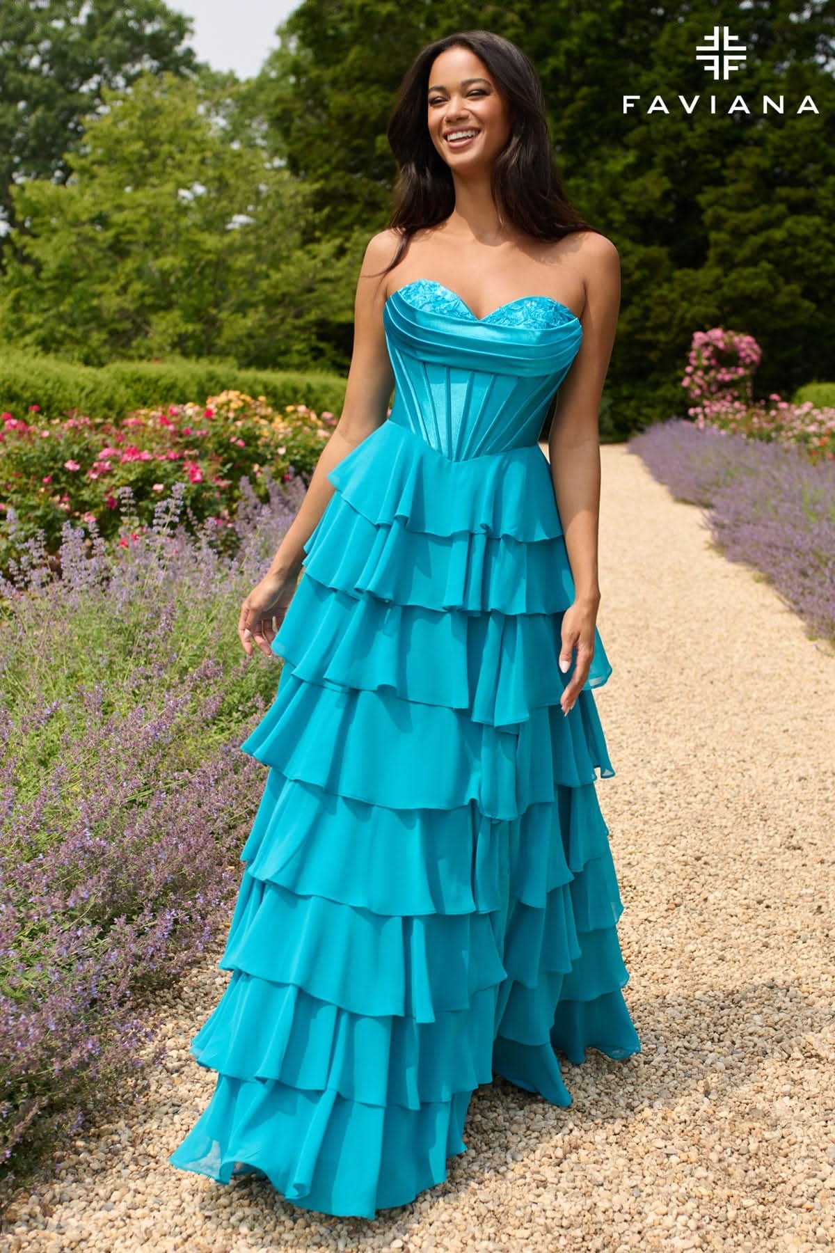 Formal Dresses Long Prom Corset Ruffle Formal Dress Aqua