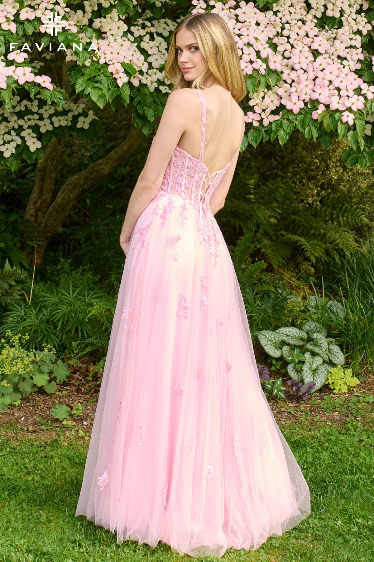 Prom Dresses Beaded Lace Long Formal Prom Dress Cotton Candy Pink