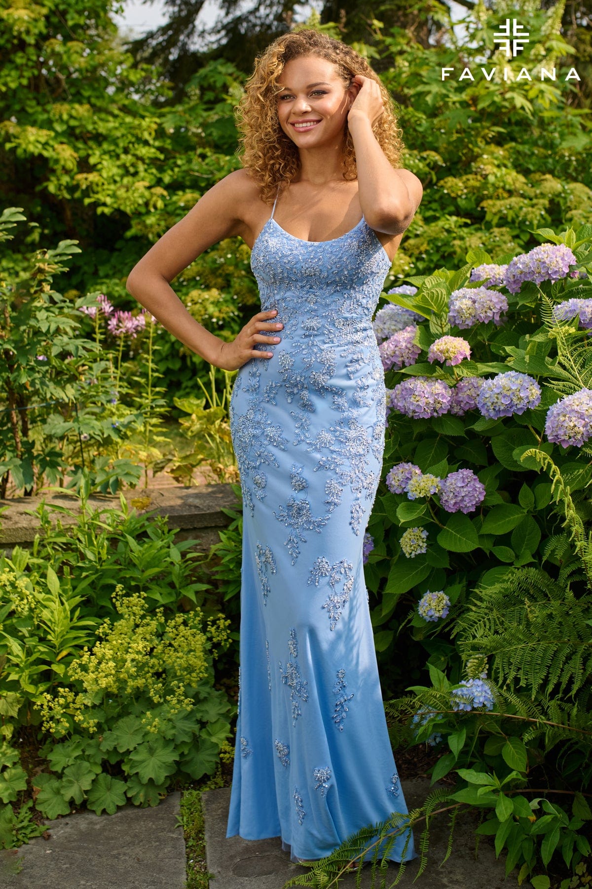 Prom Dresses Fitted Beaded Prom Evening Dress Cloud Blue