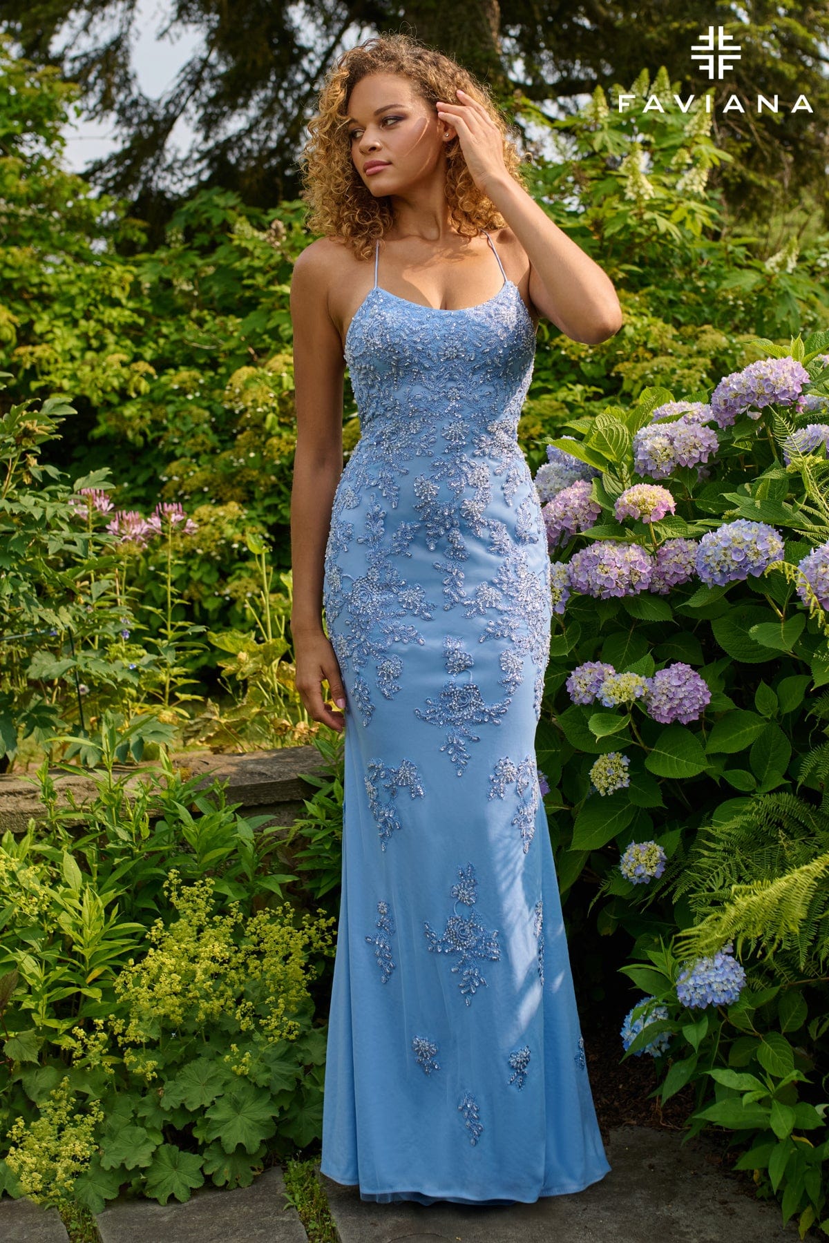 Prom Dresses Fitted Beaded Prom Evening Dress Cloud Blue