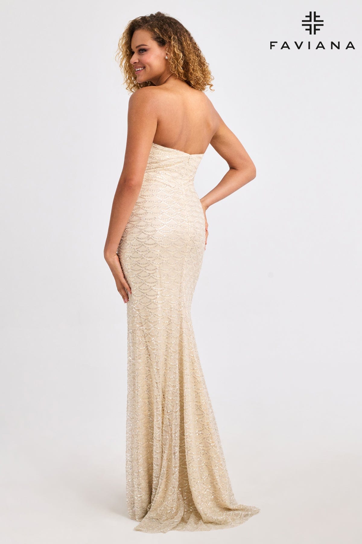 Formal Dresses Fitted Prom Beaded Long Formal Dress Champagne