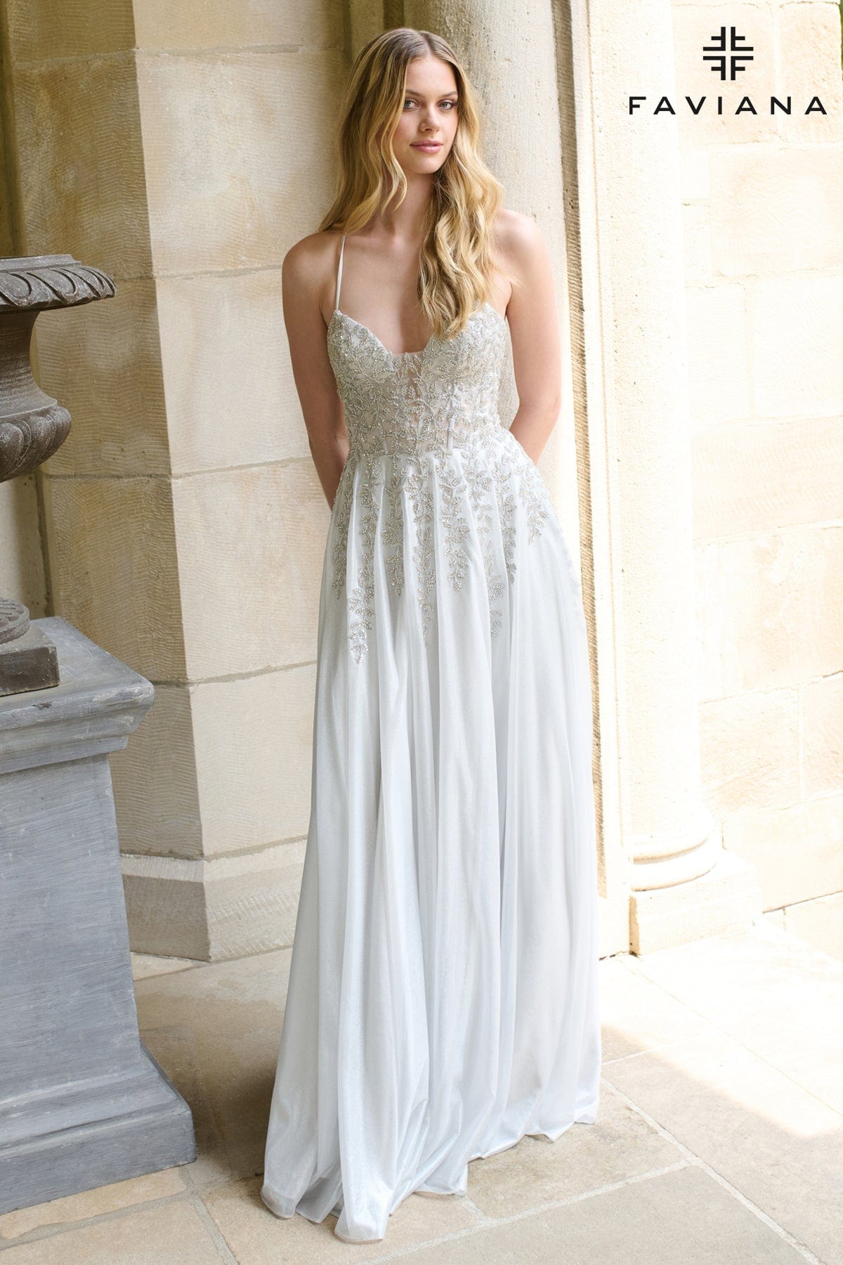 Prom Dresses Long Formal A Line Beaded Prom Dress Silver