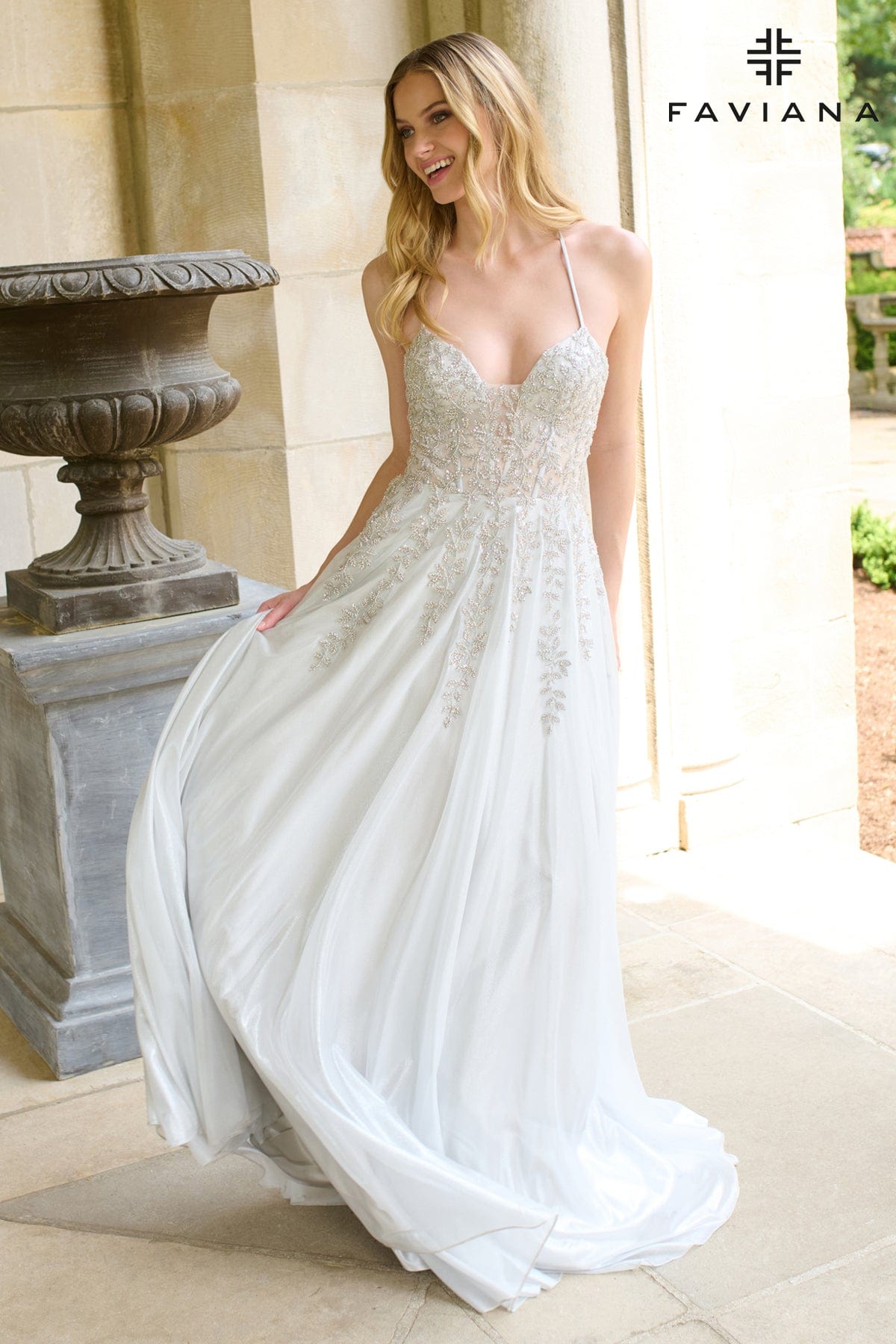 Prom Dresses Long Formal A Line Beaded Prom Dress Silver