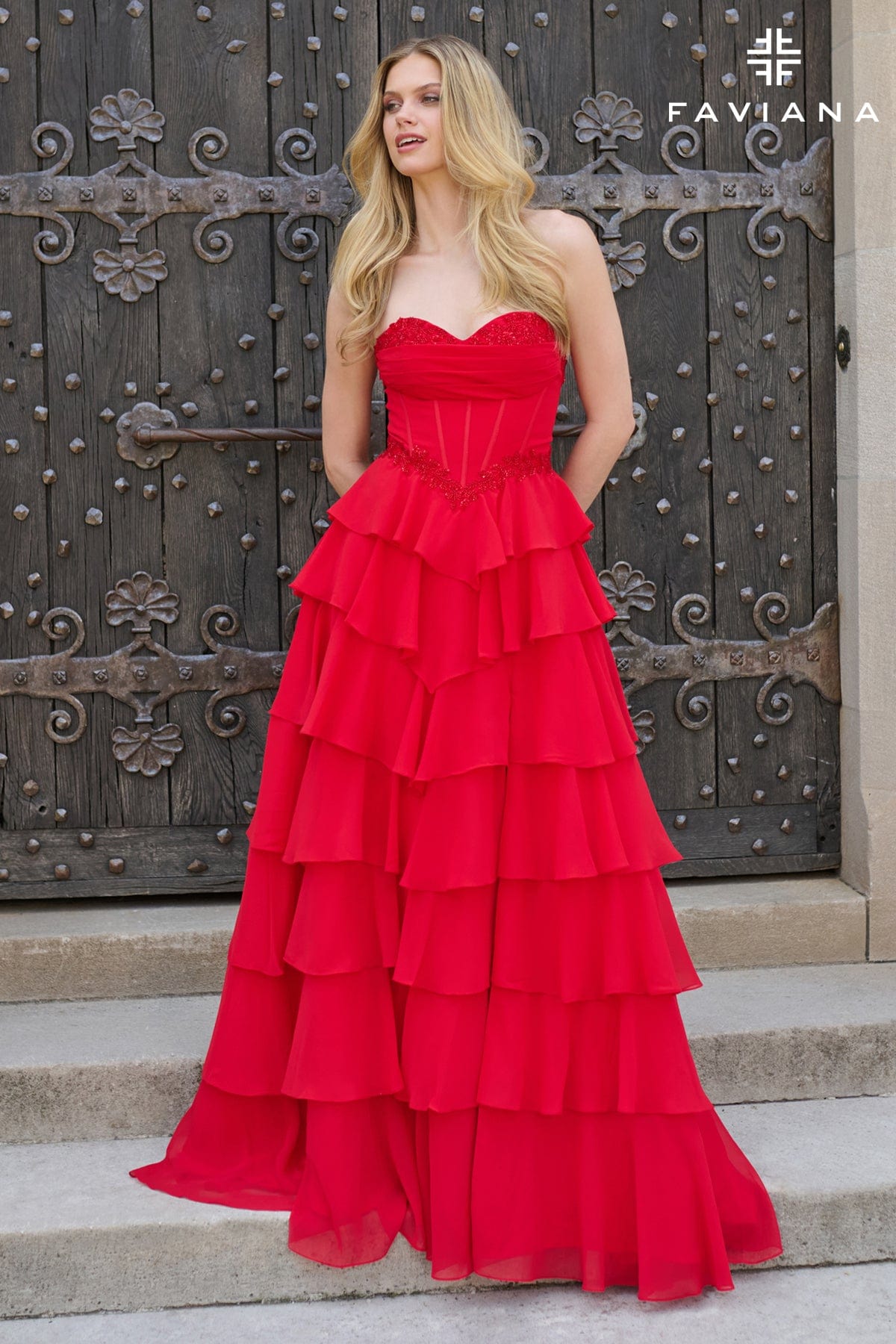 Formal Dresses Long Ruffle Corset Formal Dress Red
