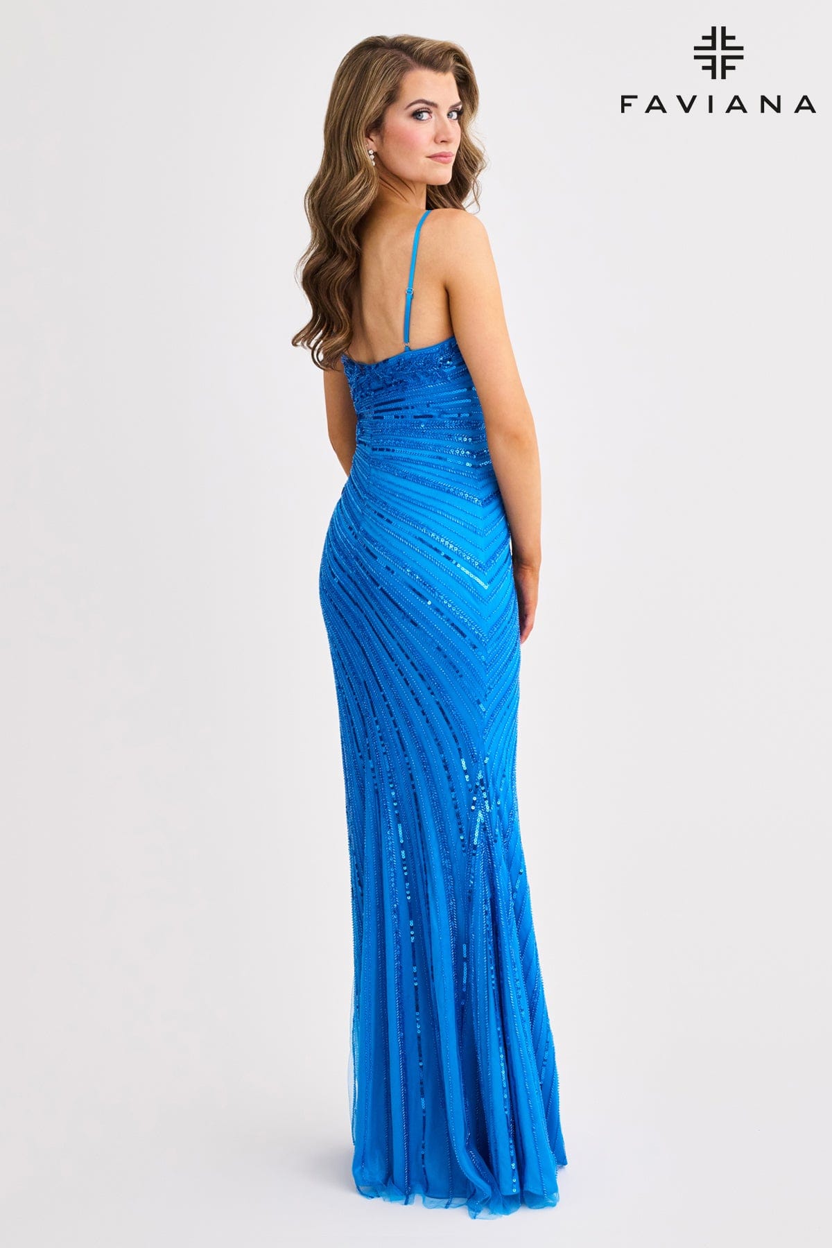 Prom Dresses Beaded Long Fitted Prom Sequin Dress Electric Blue