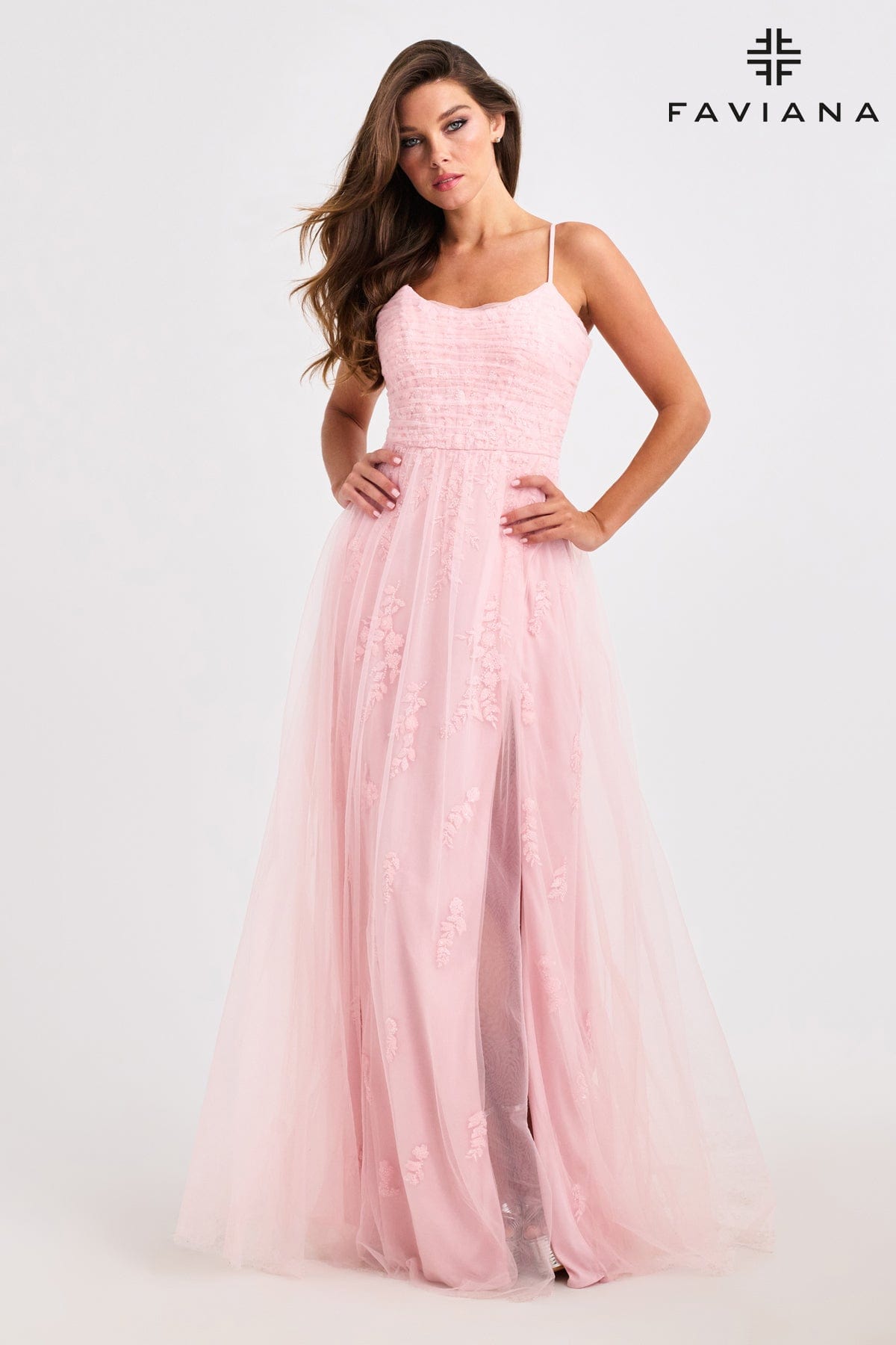 Prom Dresses Beaded Long Formal Prom Evening Dress Soft Pink