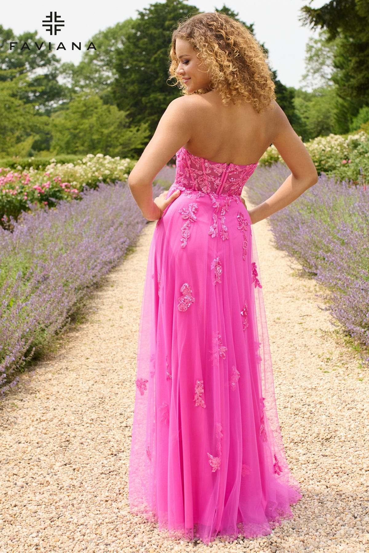 Prom Dresses Lace Applique Corset Sequin Prom Dress Bubblegum Pink