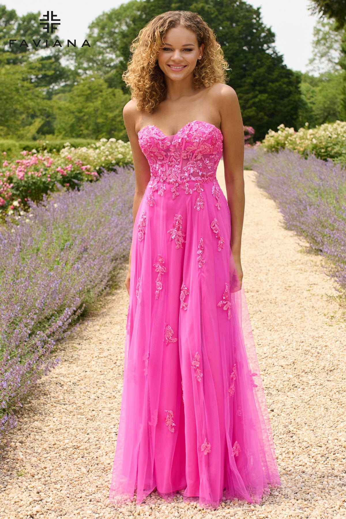 Prom Dresses Lace Applique Corset Sequin Prom Dress Bubblegum Pink