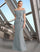 Formal Dresses Long Fitted Peplum Pleated Formal Evening Dress Glacier Blue