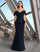 Formal Dresses Long Formal Peplum Evening Dress Navy