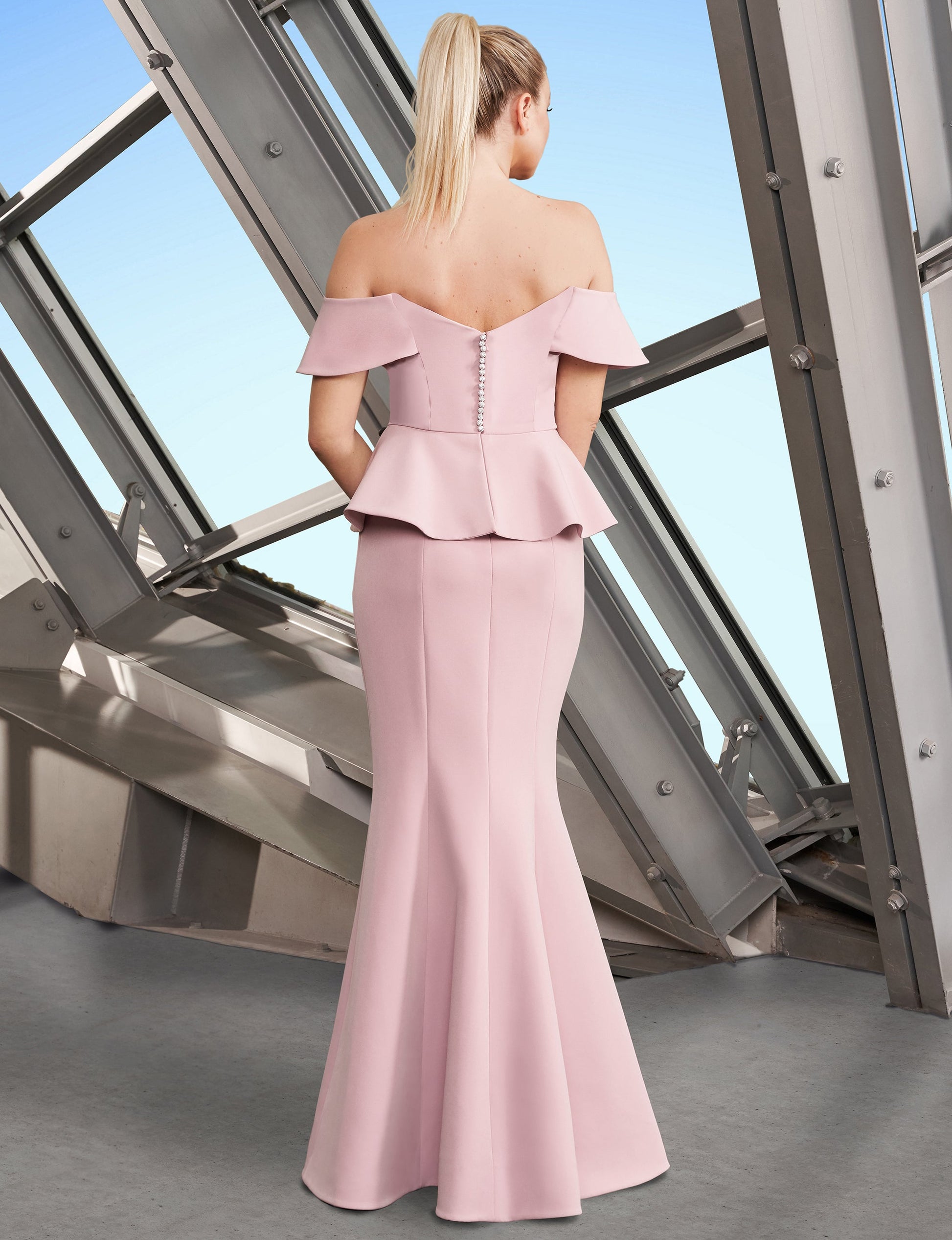 Alexander by Daymor 1151 Long Formal Peplum Evening Dress