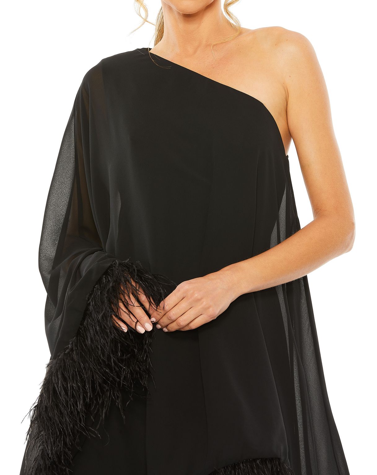 Black Mac Duggal 11623 Short One Shoulder Cocktail Dress for $498.0