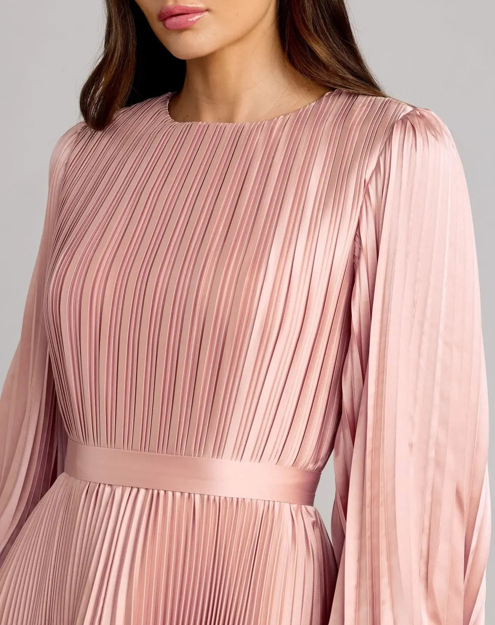 Blush High-Neck Midi SatinCocktail Pleated Dress Mac Duggal 9911638P