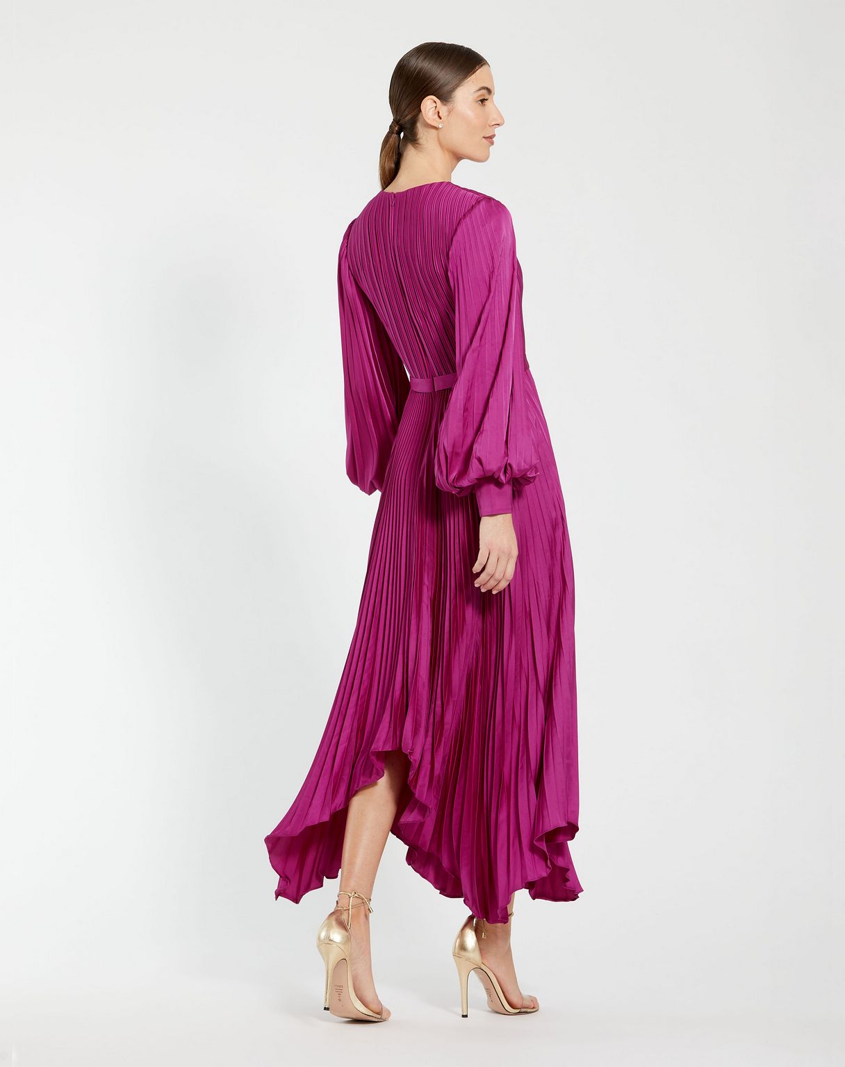 Mac Duggal 11638 Pleated Long Sleeve Formal Prom Dress