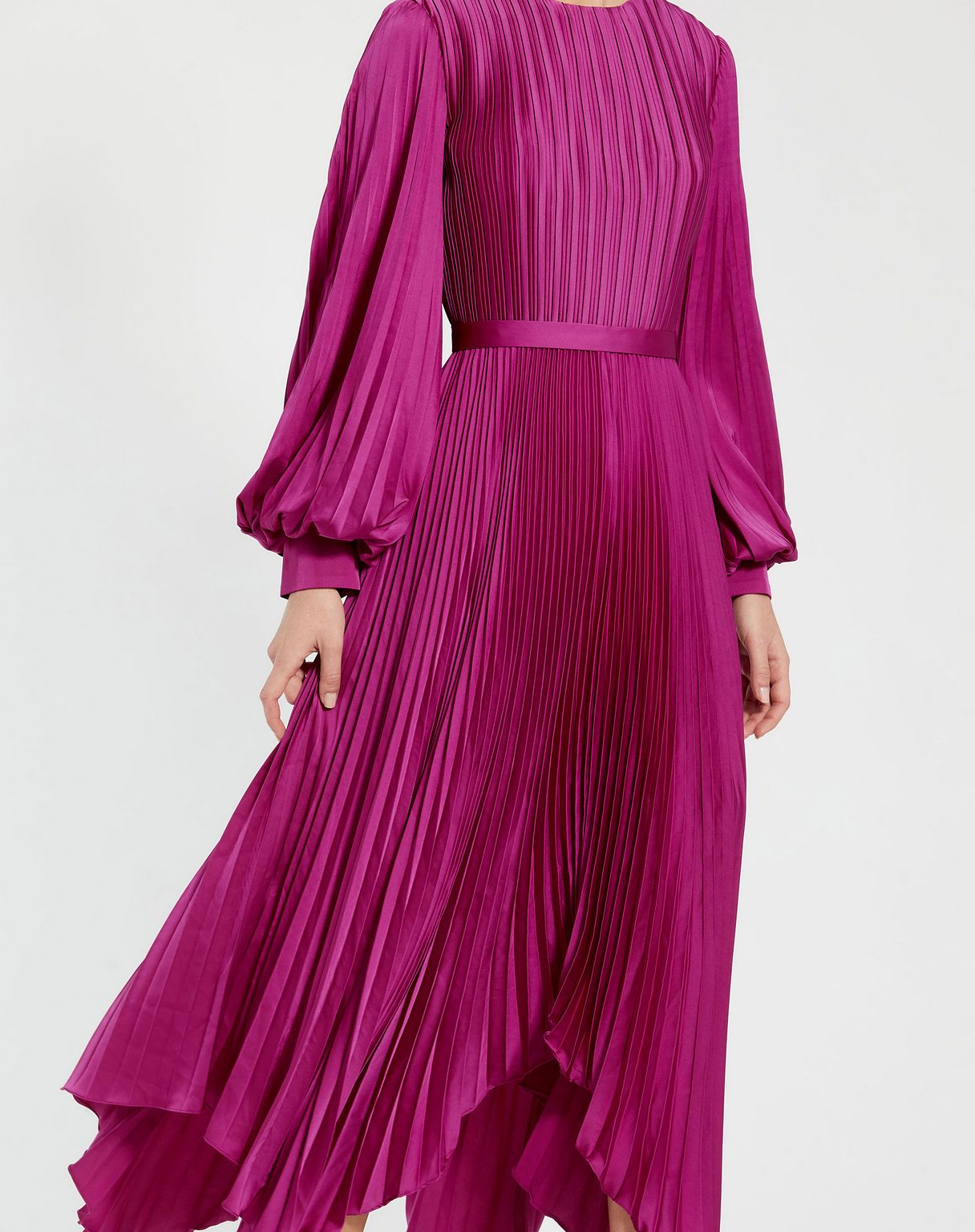 Mac Duggal 11638 Pleated Long Sleeve Formal Prom Dress