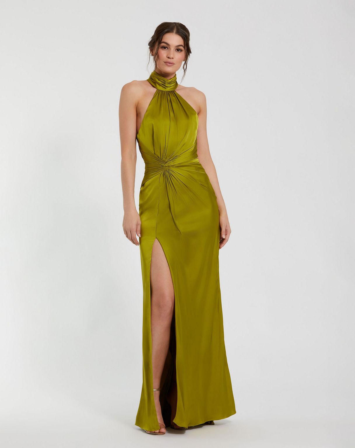 Prom Dresses Prom Formal High Halter Long Dress Olive