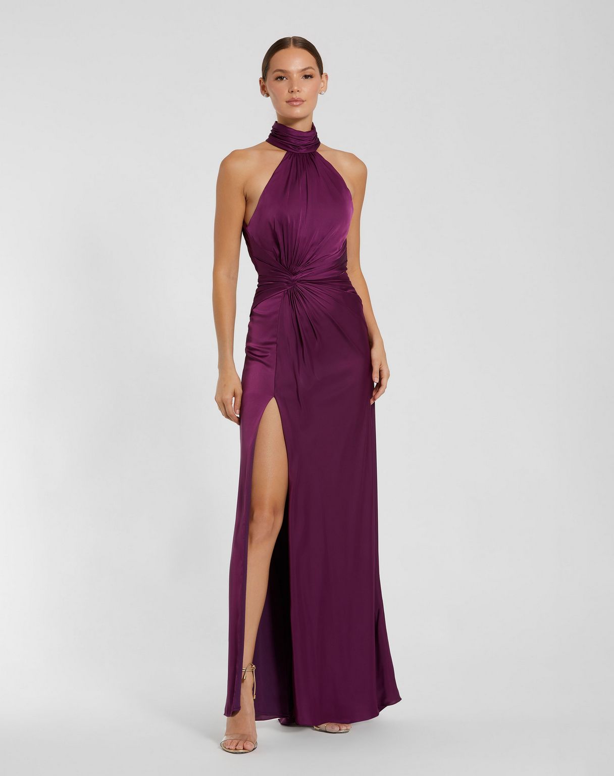 Prom Dresses Prom Formal High Halter Long Dress Plum