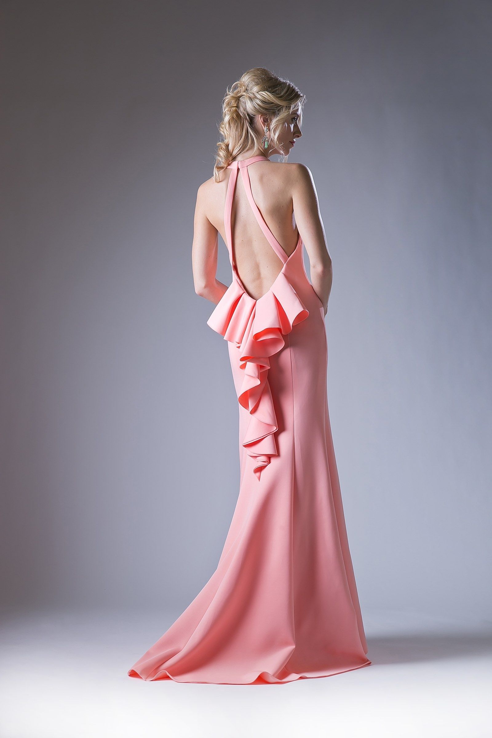 V-Neck Floor-Length Scuba Evening Mermaid LaDivine 11661