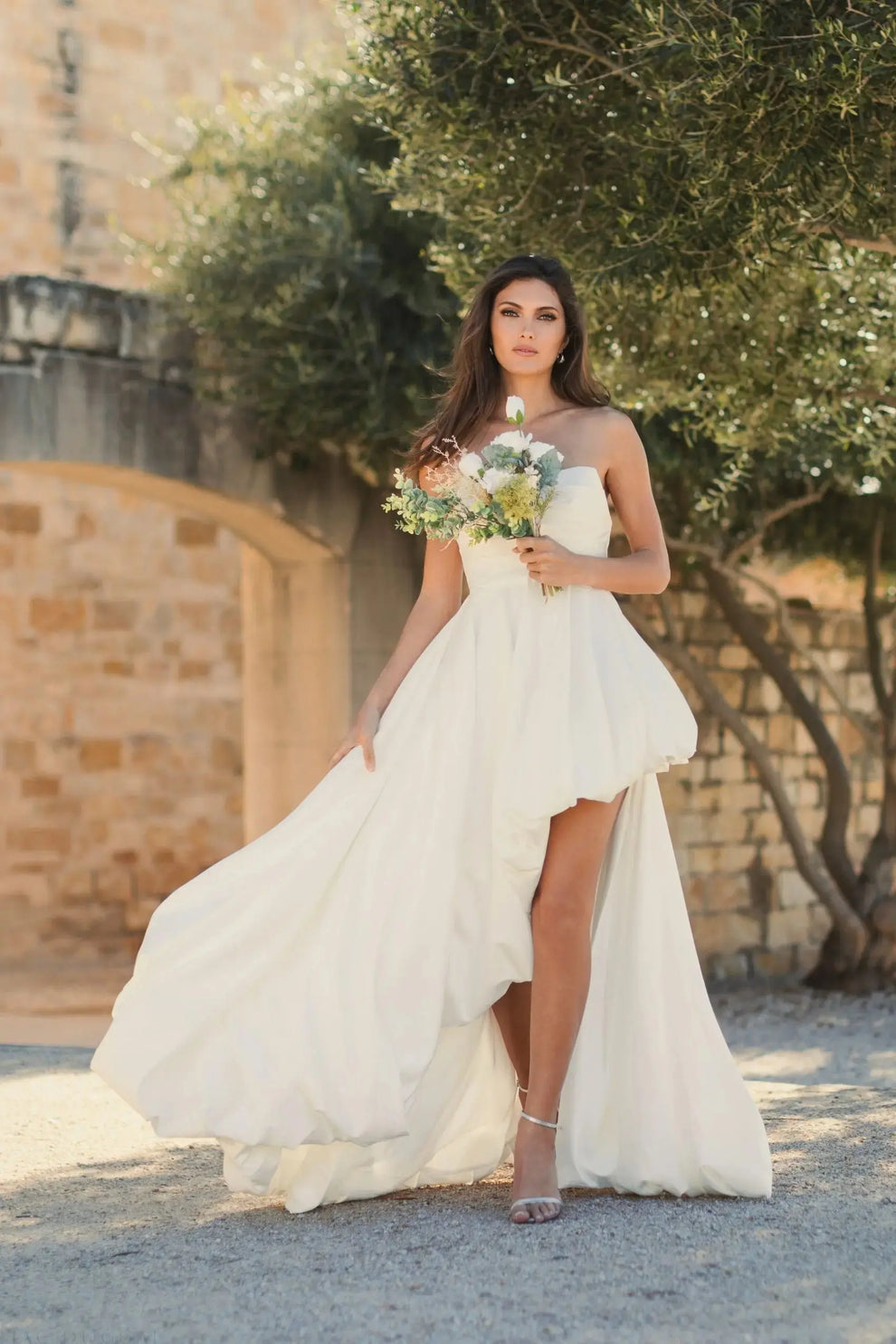 Wedding Dresses High Low Wedding Petite Dress Mac Duggal 9911685P White