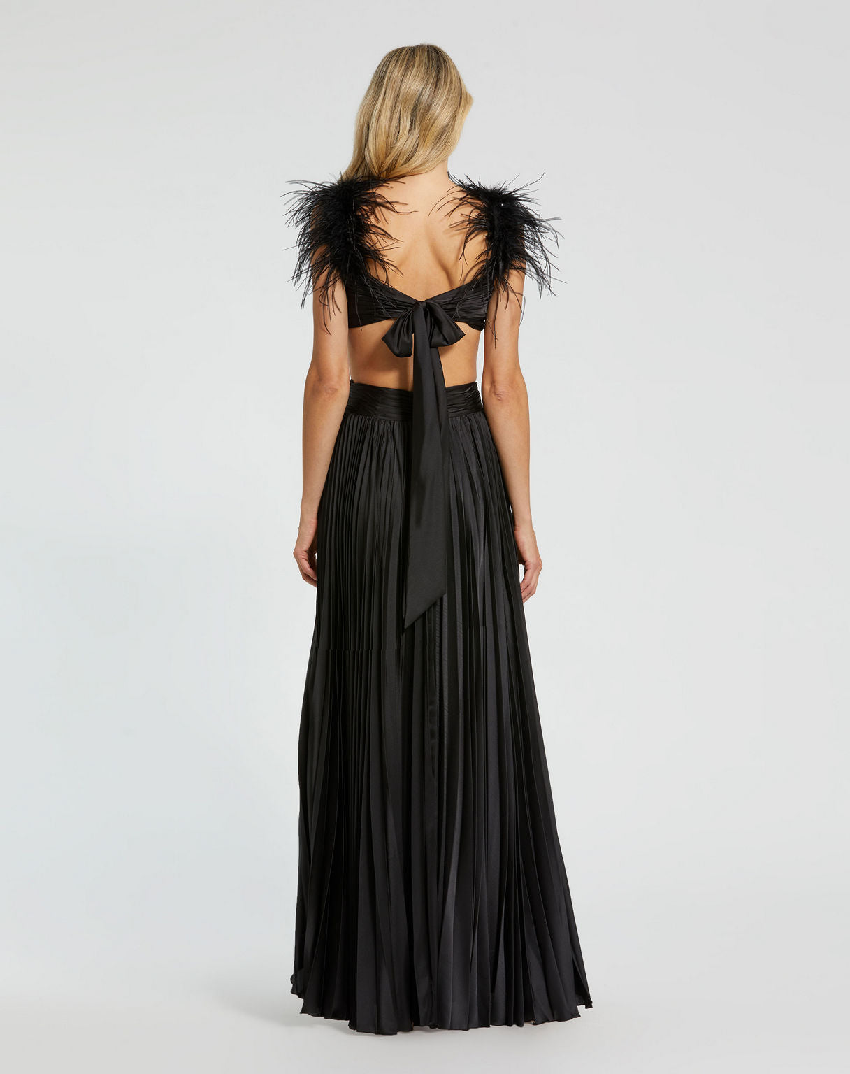 Mac Duggal 116871 Long Pleated Formal Feather Prom Dress