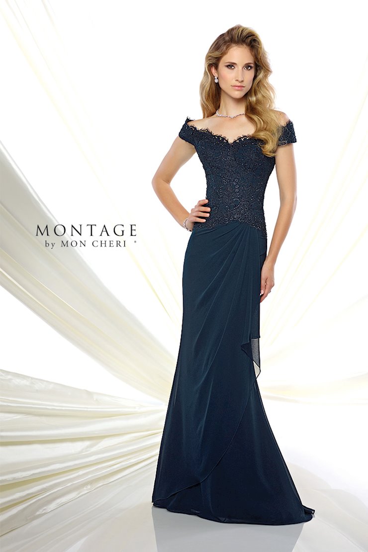 Montage 116937 Long Beaded Lace Fit Formal Dress