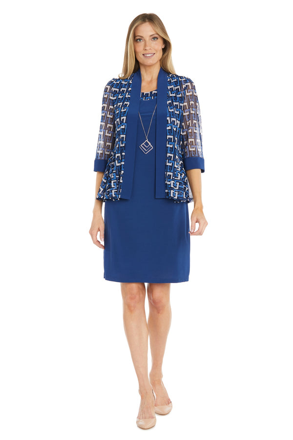 Geometric Print Short Dress Mother of the Bride Jacket R&M Richards 1169
