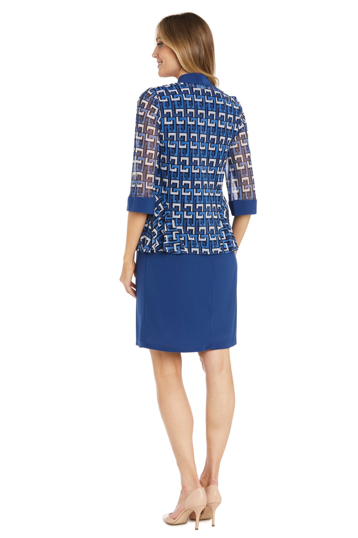 R&M Richards 1169 Mother of the Bride Short Geometric Print Jacket Dress