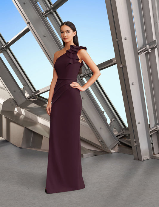 Formal Dresses Long Slit Formal Ruffle Evening Dress Wine