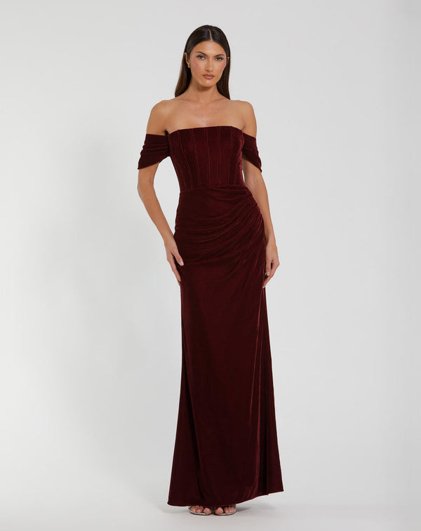 Long Formal Dress Fitted Velvet Prom Mac Duggal 11752