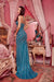 Prom Dresses Beaded Long Formal Prom Slit Dress Turquoise