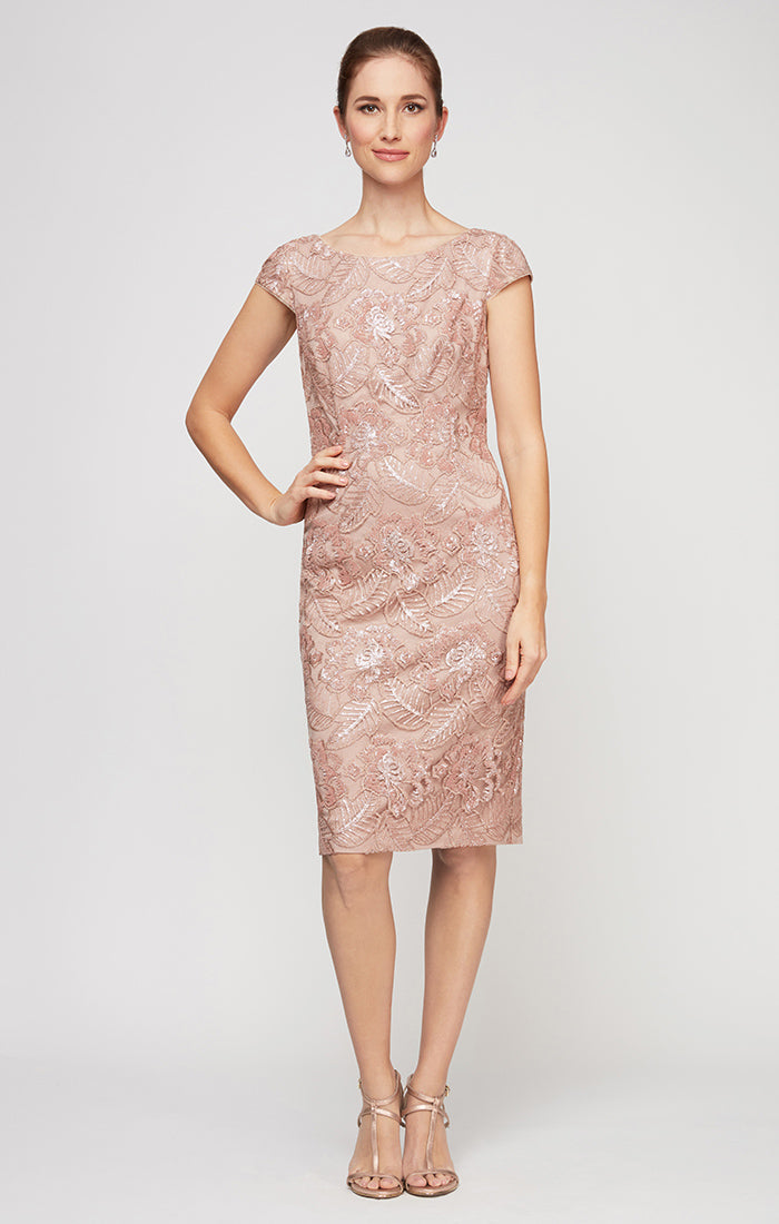 Alex Evenings 117654 Short Knee Length Sequin Lace Homecoming Cocktail Dress