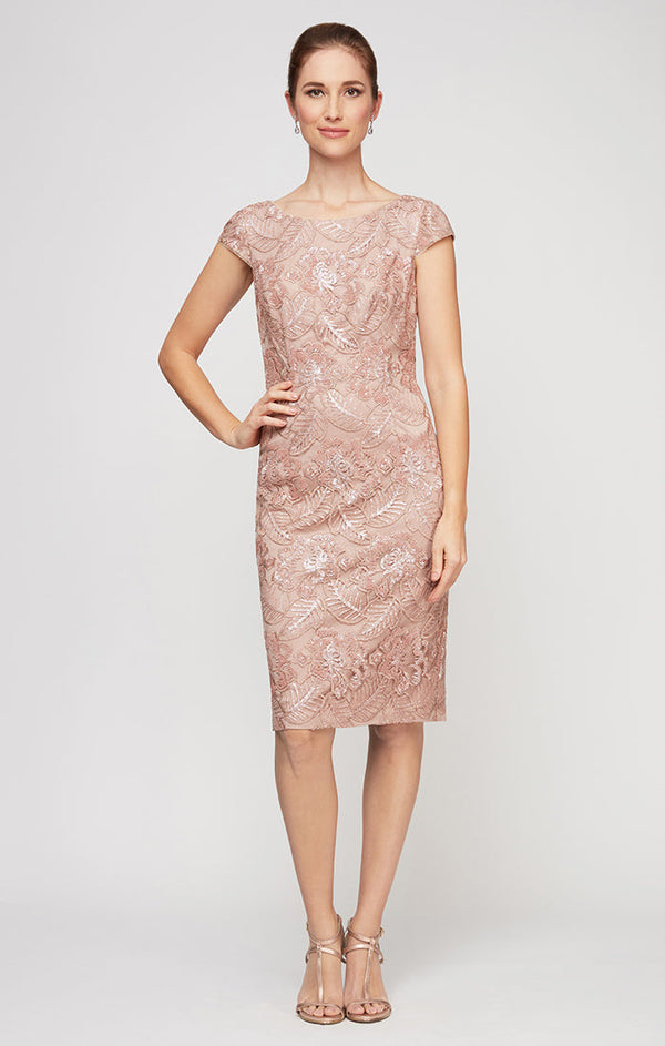 Alex Evenings 117654 Short Knee Length Sequin Lace Homecoming Cocktail Dress