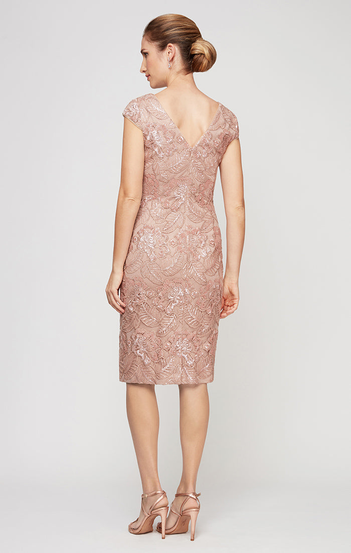 Alex Evenings 117654 Short Knee Length Sequin Lace Homecoming Cocktail Dress