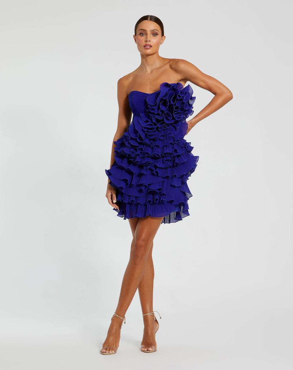 Cocktail Dresses Short Ruffle Mini Cocktail Dress Mac Duggal 11766 Cobalt