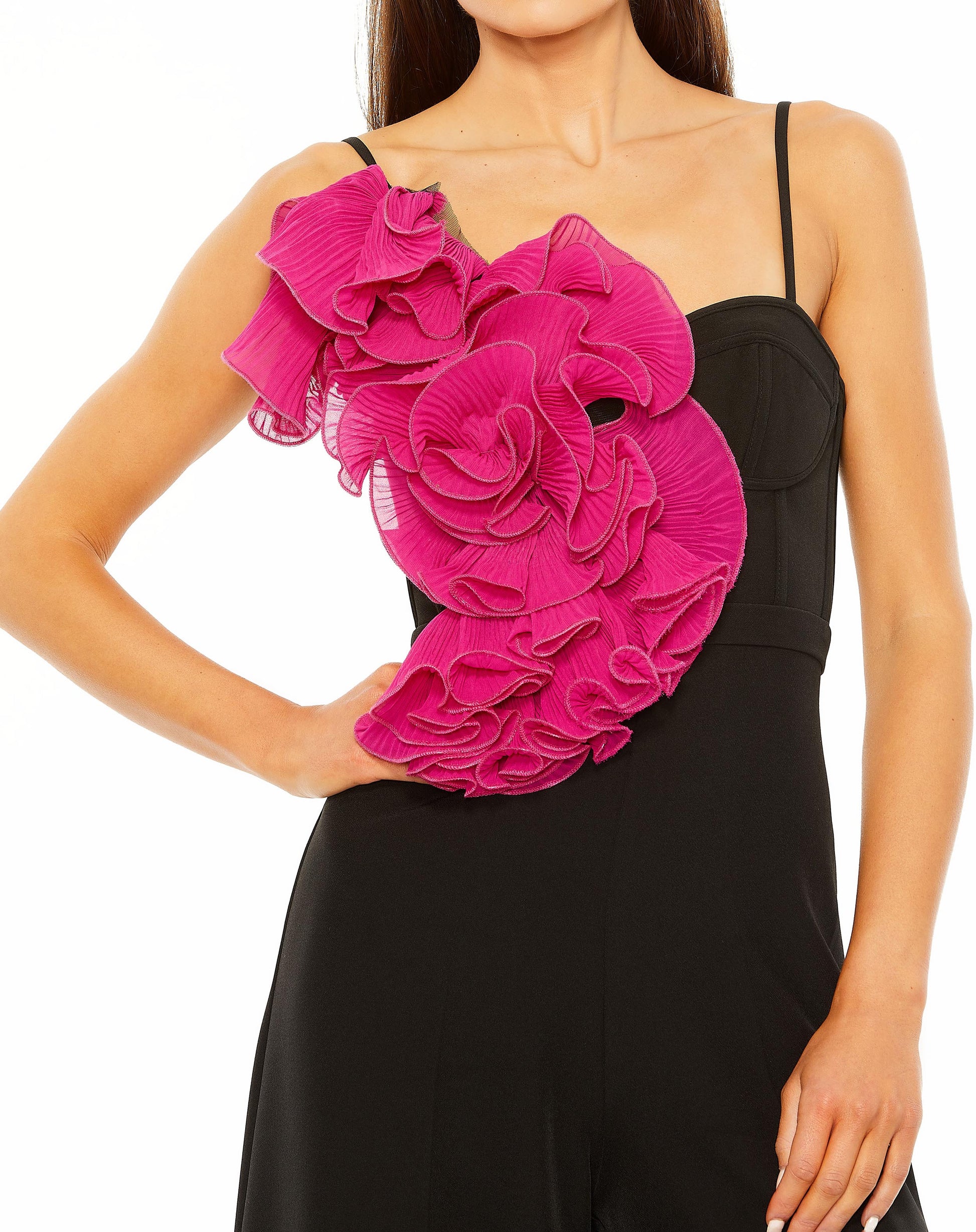Mac Duggal 11767 Long Formal Ruffle Wide Leg Jumpsuit