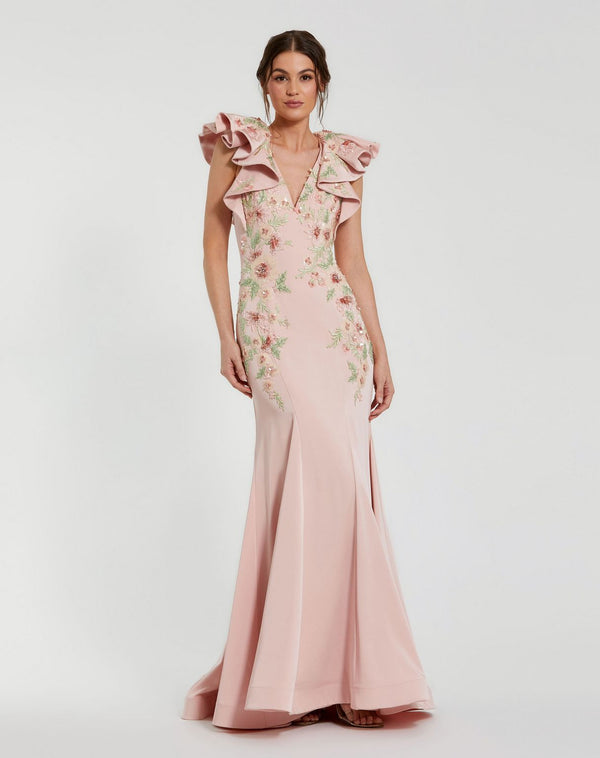 Long Floral Evening Dress Mermaid Mac Duggal 11773