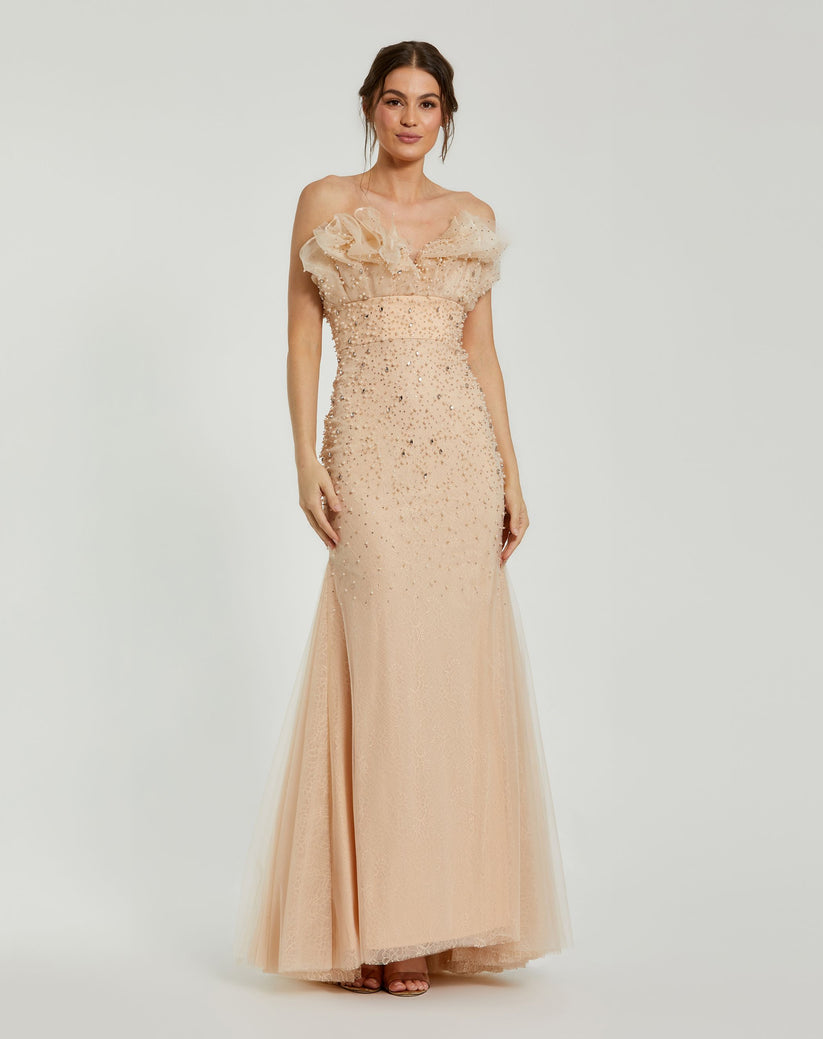 Mac Duggal 11774 Mermaid Long Formal Beaded Evening Prom Dress