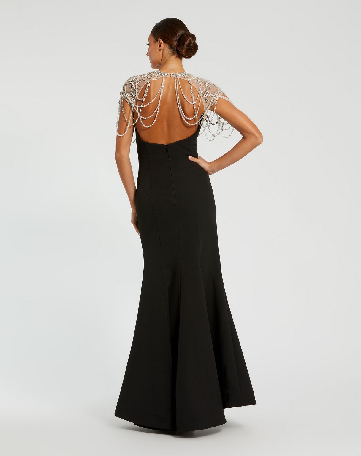 Black Mac Duggal 11775 Beaded Long Mermaid Formal Prom Dress - Prom ...