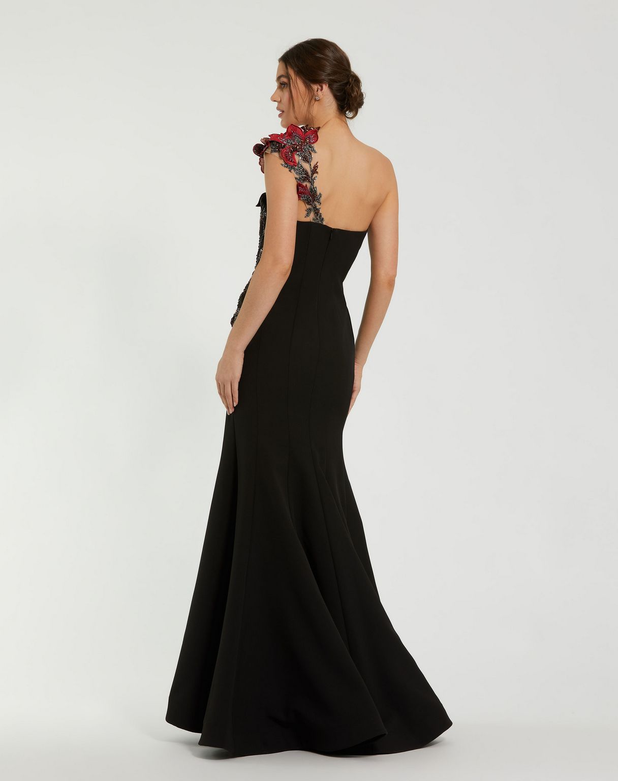 Prom Dresses Long 3D Floral Mermaid Formal Prom Dress Black Multi