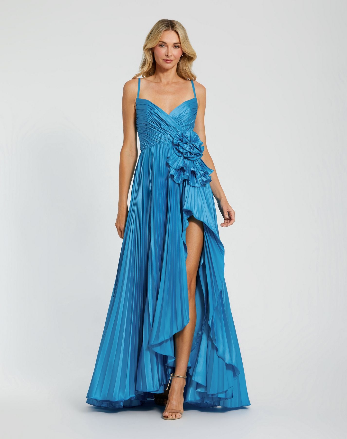 Prom Dresses Long Formal Prom Dress - High Low - Mac Duggal 11802 Turquoise-Chiffon-11802-Pleated