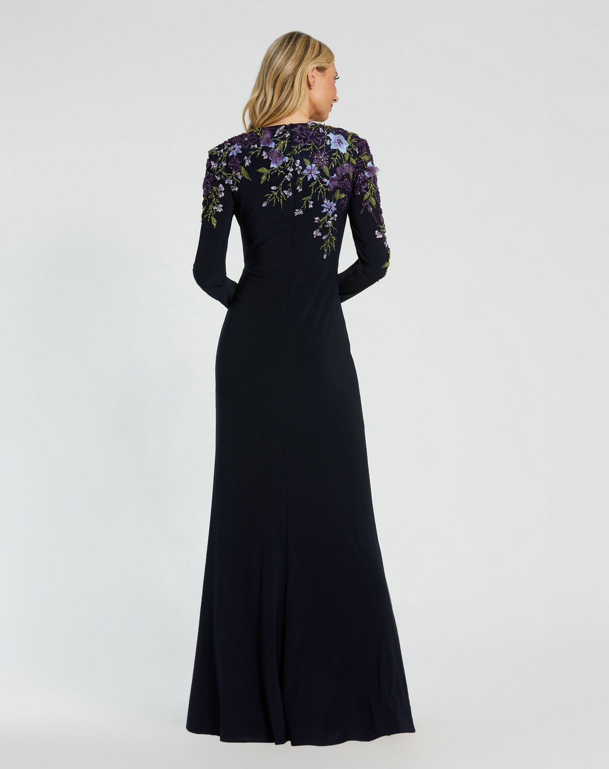 Mac Duggal 11806 Long Sleeve Formal Floral Prom Dress