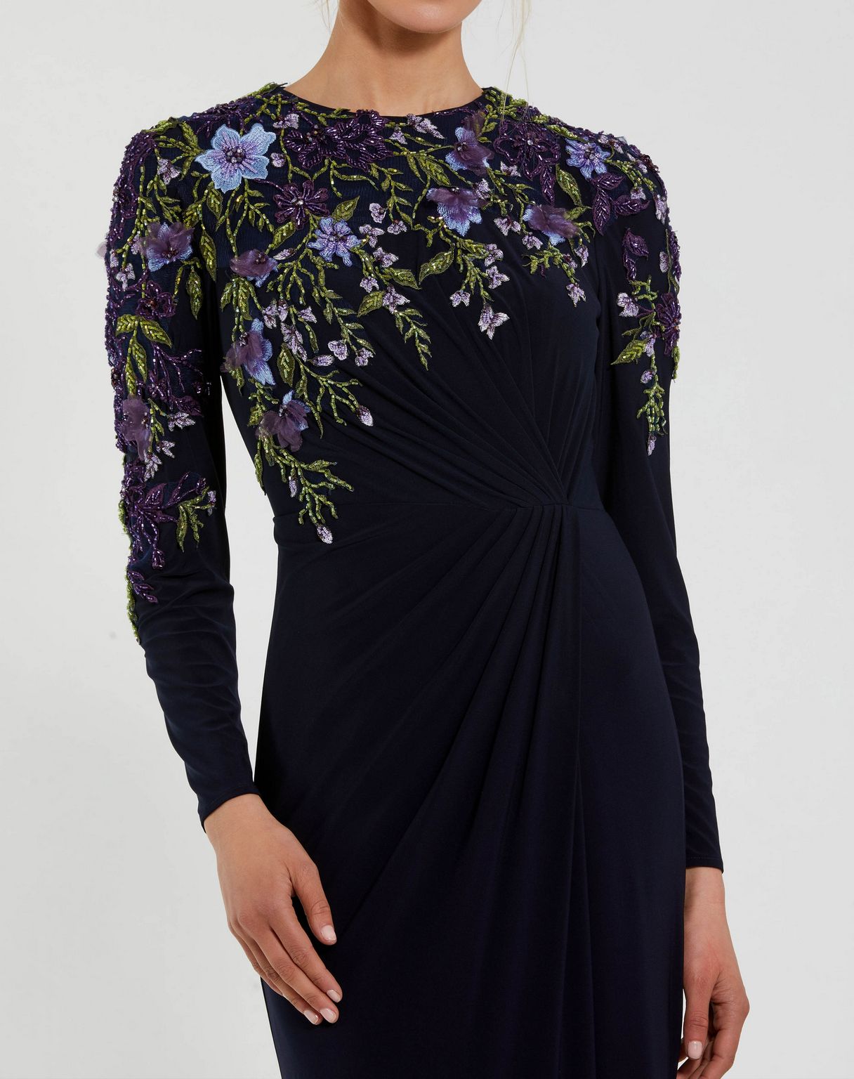 Mac Duggal 11806 Long Sleeve Formal Floral Prom Dress
