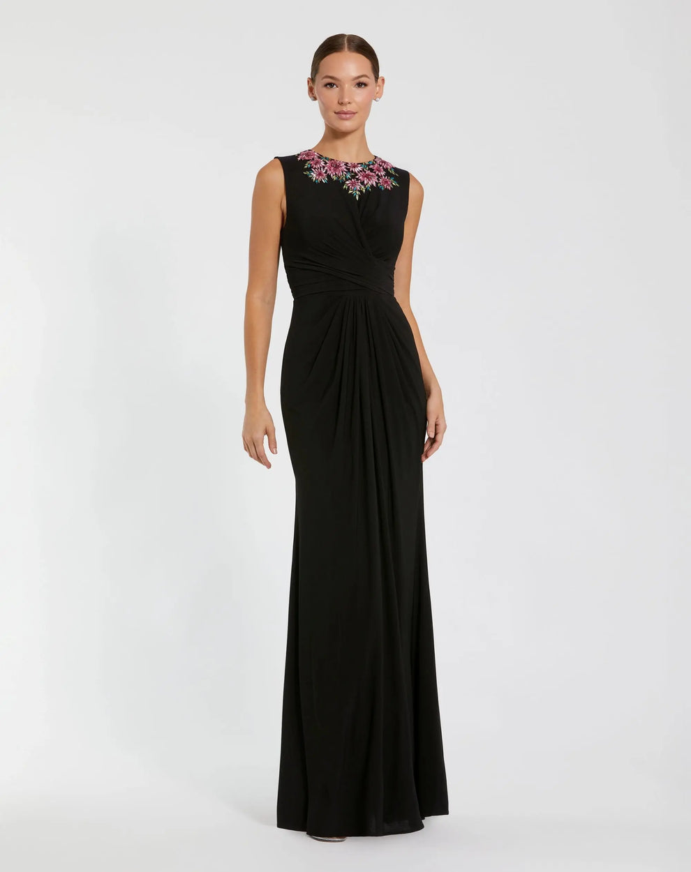 Embellished Sleeveless Jersey Gown by Mac Duggal 11815 in Black Multi