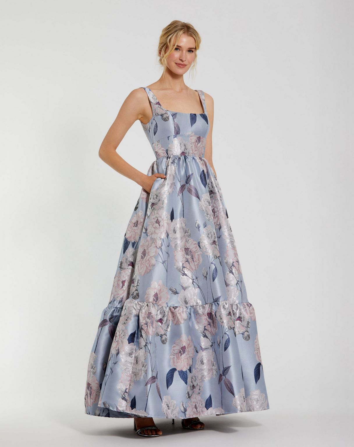 Mac Duggal 11826 Long Formal Floral Print Evening Prom Dress