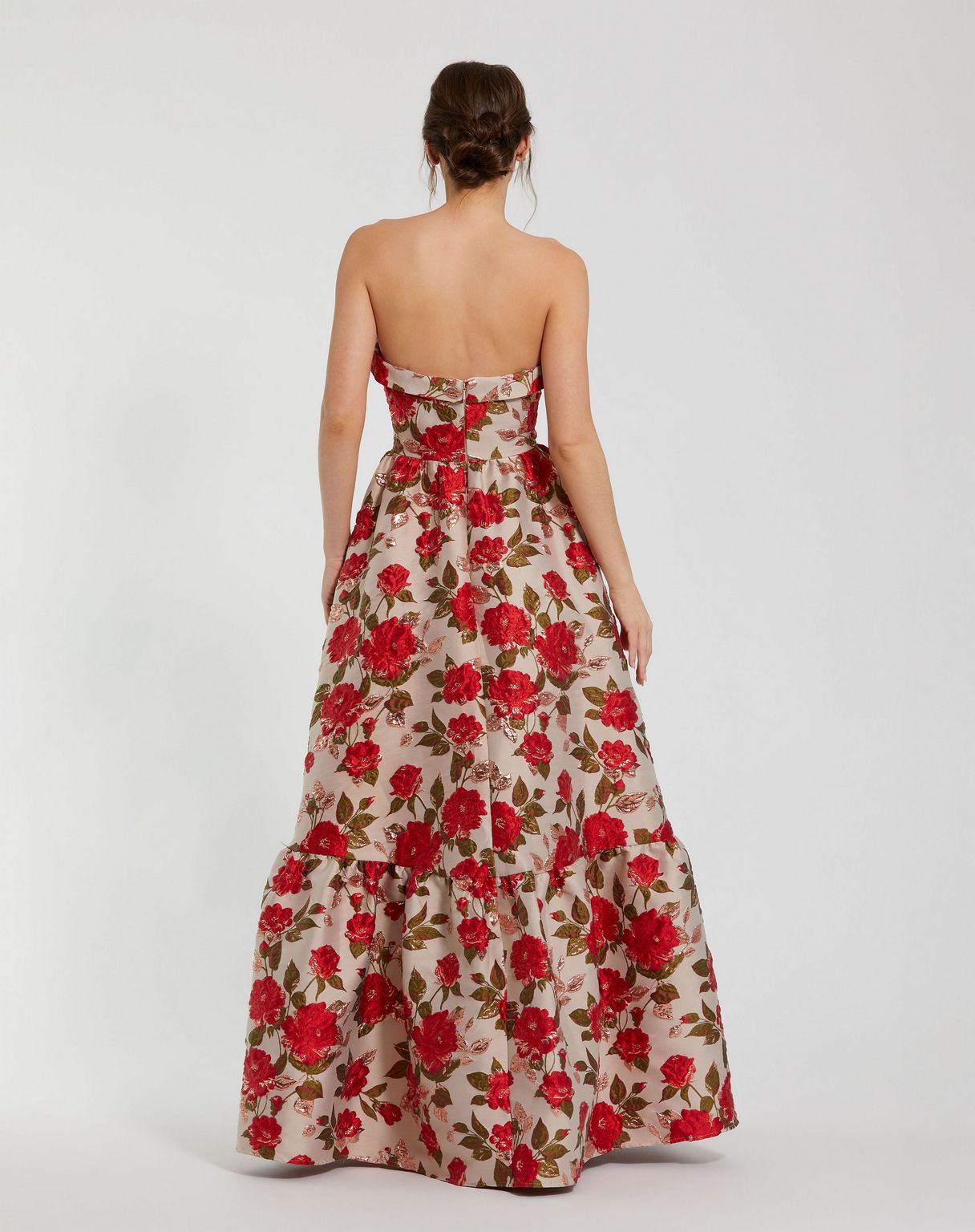 Formal Dresses Formal Prom Floral Ruffle A Line Dress White Multi
