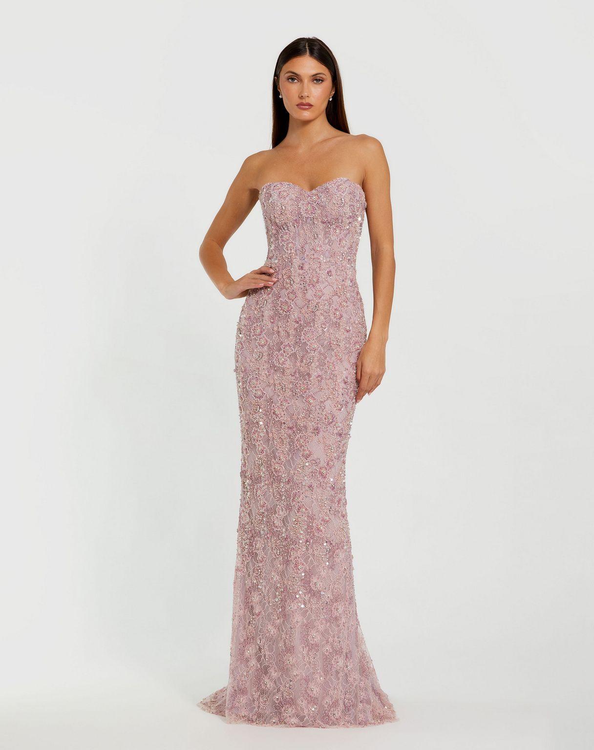 Mac Duggal 11830 Fitted Long Formal Beaded Prom Dress