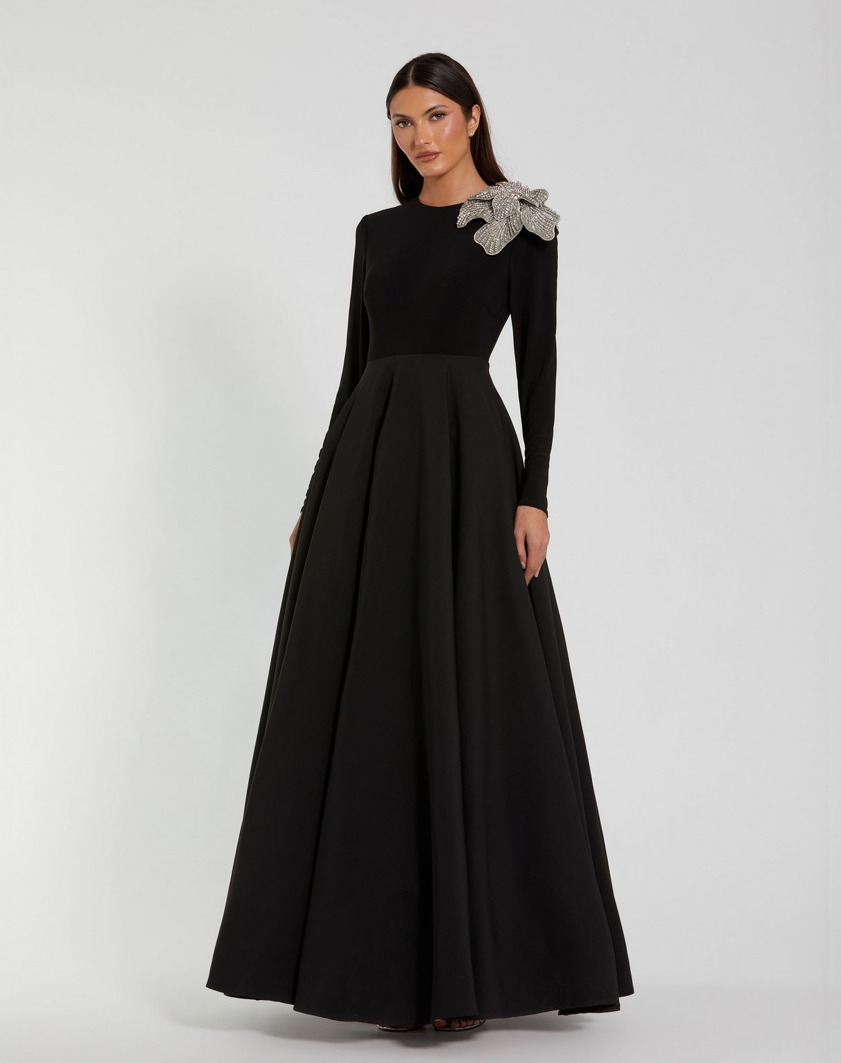 Long Sleeve 3D Flower Dress Formal Mac Duggal 11832 The Dress Outlet Long Sleeve 3D Flower Dress Formal Mac Duggal 11832 The Dress Outlet