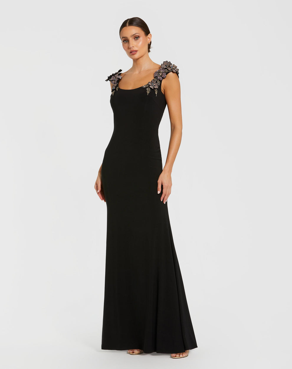 Formal Dresses Long Formal Prom 3D Floral Dress Mac Duggal 11842 Black